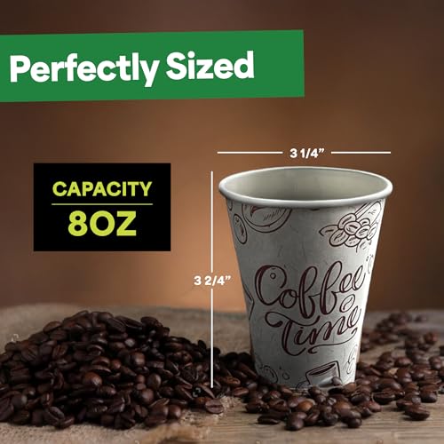 8 oz 500 Pack Disposable Coffee Paper Cups (500 Count)