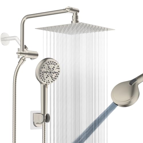 8" Metal Rainfall Shower Head with 10