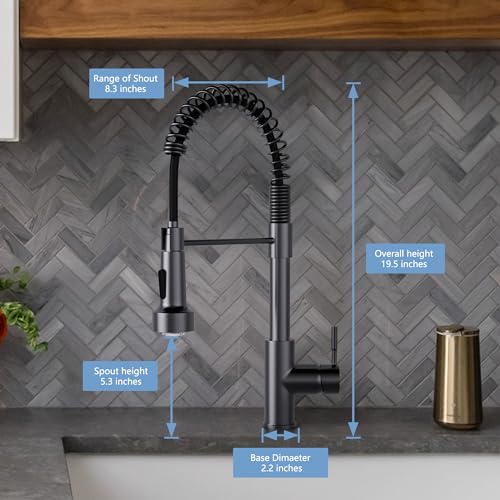 Led Black Stainless Kitchen Faucet with Pull Down Sprayer