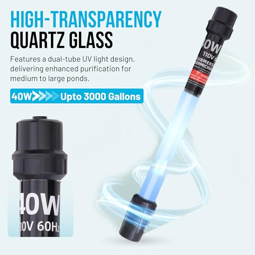 40W UV Water Clarifier with 17ft Cable for 300