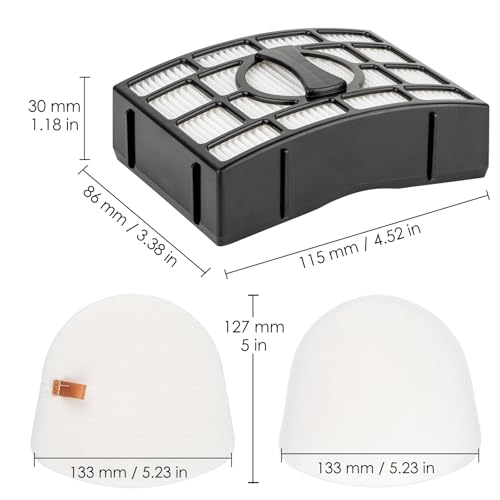 9 Pack) 3 Hepa Filters + 6 Foam Filters Compatible With Shark ZU560 ZU561 ZU562 ZU572 UV650 UV725 ZU660 CU530 Upright Vacuum, Replacement HEPA Upright Filter Parts, Compare to XFFK560 & XHEPA560 (9 Count)