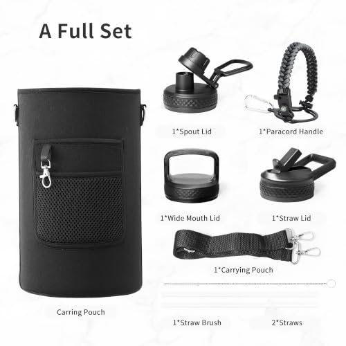 One Gallon Water Bottle Insulated with 3 Lids