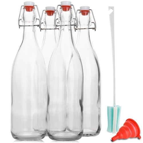 Flip Top Glass Bottle [1 Liter (4 Count)