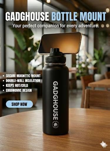 GadgHouse 40oz Stainless Steel Water Bottle with Magnetic Phone Holder