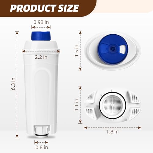 Coffee Machine Water Filter Compatible with Delonghi DLSC002 (2 Count)