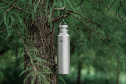 Outdoor 750ml Wide Mouth Titanium Water Bottle Canteen Ti3253d