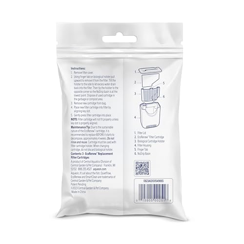 Aquarium Fish Tank EcoRenew Filter Cartridge (3 Count)