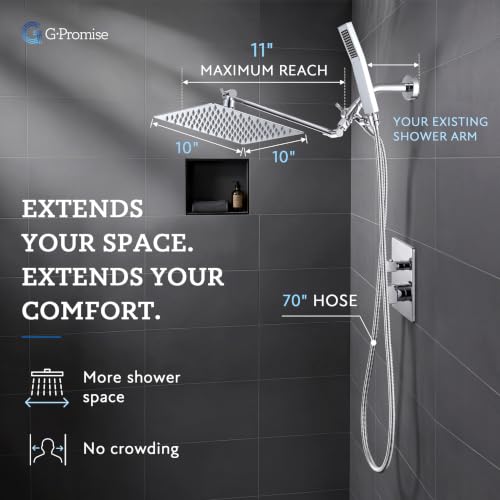 All Metal 10" Dual Square Shower Head Combo