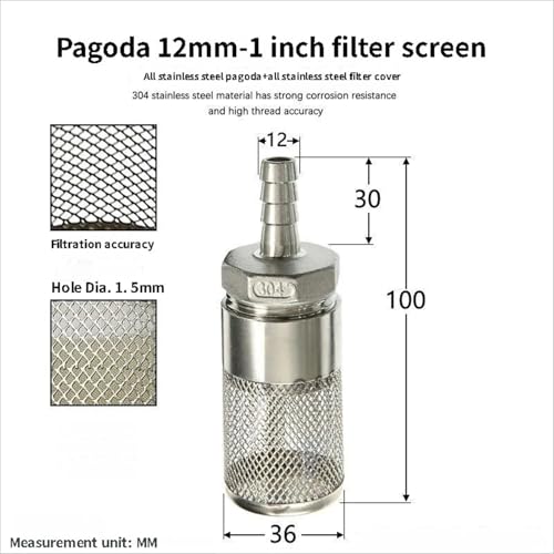304 Stainless Steel Water Pump Filter Hose End Strainer Barbed Inline Mesh Screen