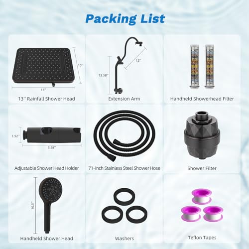 5 spray Dual Filtered Rainfall Shower Head with 10 Spray Handheld