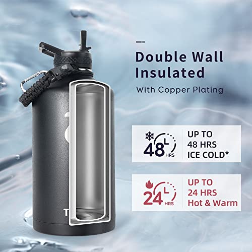 One Gallon Water Bottle Insulated with 3 Lids