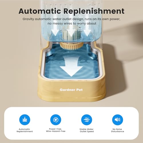 1.7 Gallon Automatic Dog Water Bowl Dispenser 6.5L Gravity Water Feeder with Stainless Steel Bowl & Maifan Stone Filter