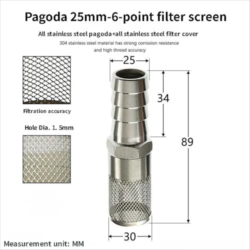 304 Stainless Steel Water Pump Filter Hose End Strainer Barbed Inline Mesh Screen