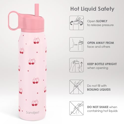 Cherry Water Bottle with Twist Lid Stainless Steel 20oz