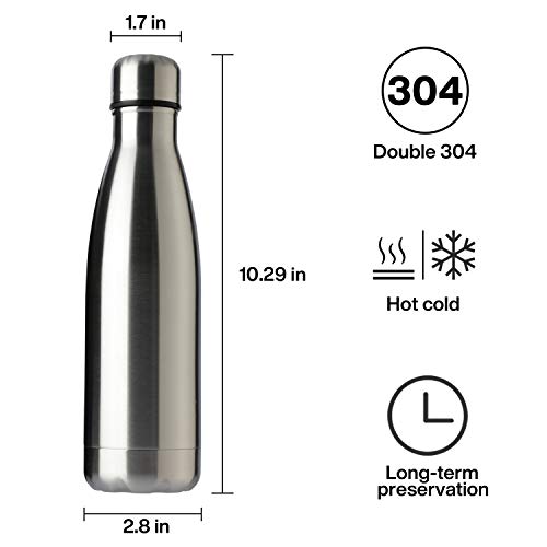 17oz Sport Water Bottle 4 Pack Vacuum Insulated Stainless Steel Leak (4 Count)