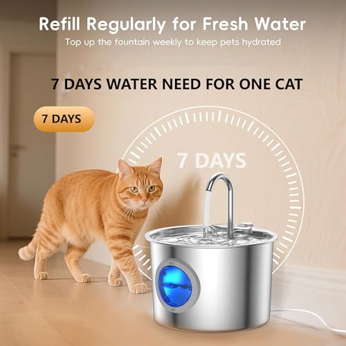 Cat Water Fountain Advanced 304 Stainless Steel 2.2L (74.39 Ounce)