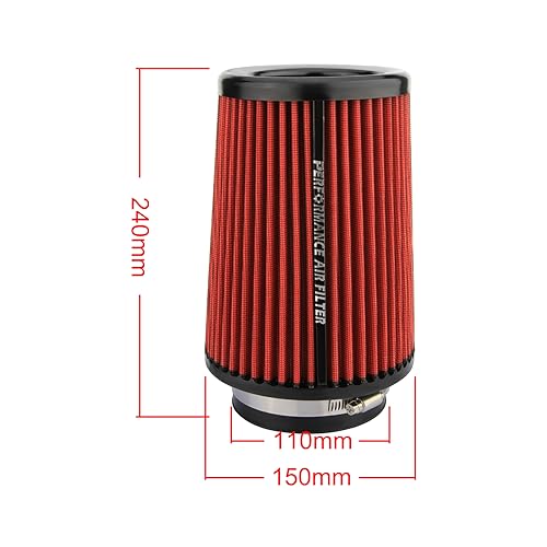 Red 3 3.5 4 inch Universal Cold Air Intake Filter 76mm 89mm 101mm