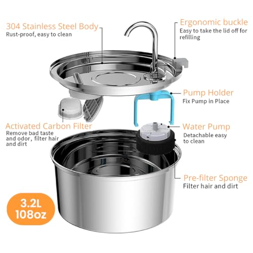 Stainless Steel Cat Water Fountain Automatic Drinking Fountain