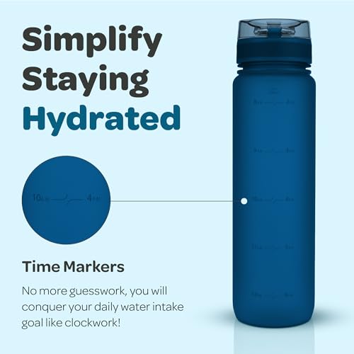 Motivational Water Bottle with Time Marker & Fruit Infuser 32 oz