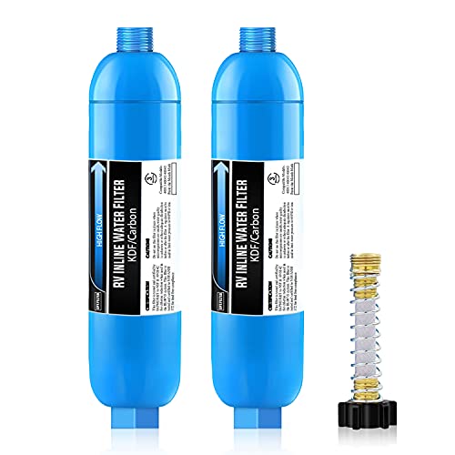 2 Pack RV Water Filter with 1 Flexible Hose Protector