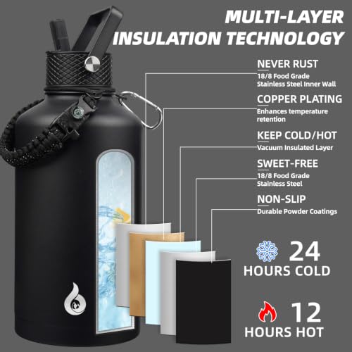 87oz Insulated Water Bottle with Straw Lid Stainless Steel Water Jug