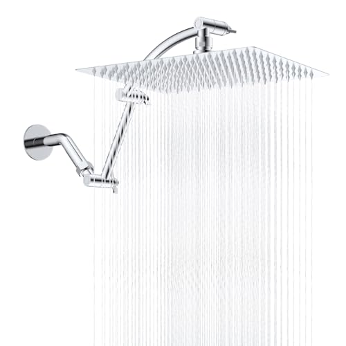 All Metal 12'' Rain Shower Head with 16'' Extension Arm