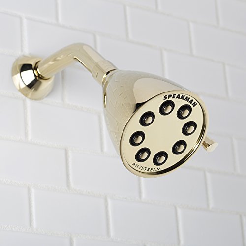 S-2251-PB Signature Icon Anystream High Pressure Adjustable Solid Brass Shower Head, Polished Brass