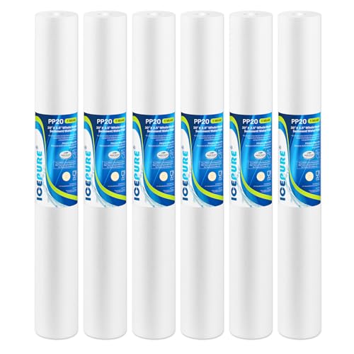 5 Micron 20" x 2.5" Whole House Sediment Water Filter Replacement Cartridge for Well Water (6 Count)