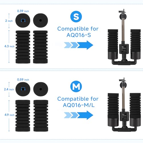 4 Pack Aquarium Sponge Filter Replacement for AQ016 (4 Count)