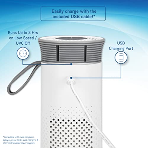Portable Allergen Air Purifier for Small Spaces with USB Cable