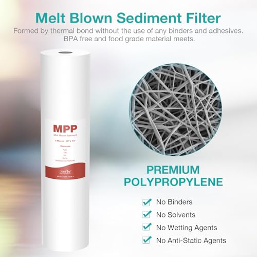 5 Micron 20" x 4.5" Whole House Sediment Water Filter Cartridge (2 Count)