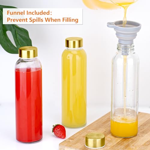 18 oz Glass Juice Bottles with Gold Lids (10 Count)
