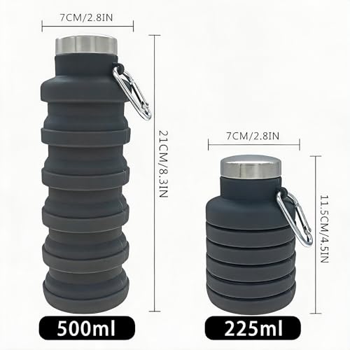 Collapsible Water Bottle 17oz（500ml） (2 Count)