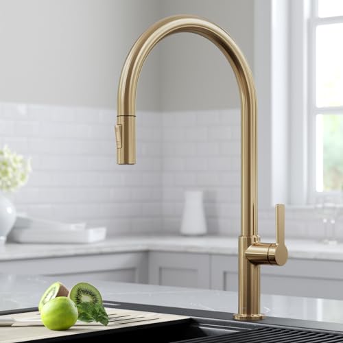 Champagne Bronze 20 in Pull Down Kitchen Faucet KPF