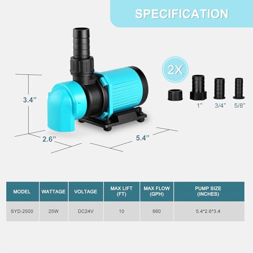 660GPH Aquarium Return pump with LCD display controller