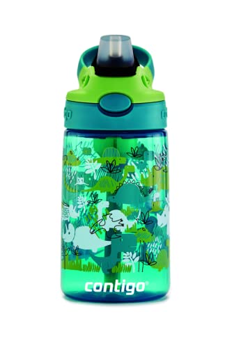 Kids Straw Water Bottle with AUTOSPOUT Lid 14oz. Dinos