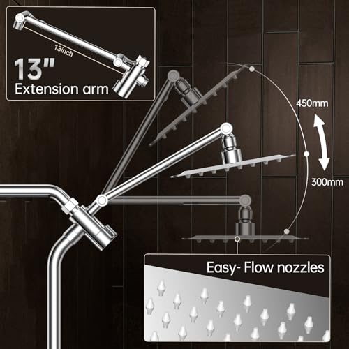 All Metal 8" Luxurious Rain Shower Head with Handheld