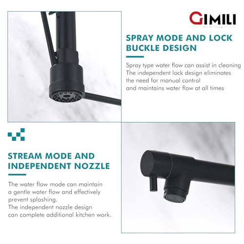 Matte Black Kitchen Faucet with Soap Dispenser and Pull