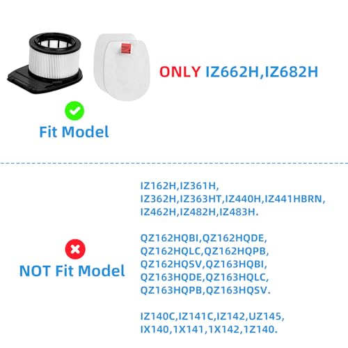 IZ662H IZ682H Filters for Shark Rocket Pet Pro IZ662H IZ682H Stick Vacuums