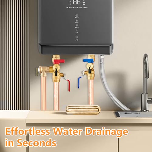 1PC HeSun 3 4" FIP IPS Isolator Tankless Water Heater Service Valve Kit (3 Count)