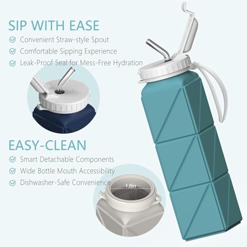 Collapsible Water Bottles 21oz (2 Count)