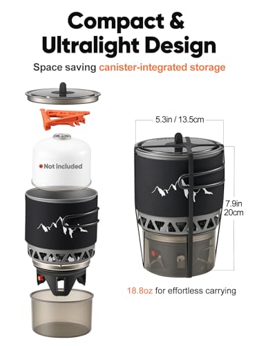 1.2L Heat Exchanger Backpacking and Camping Stove System (7 Count)