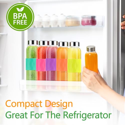 18oz Glass Juice Bottles with Stainless Steel Lid Leak Proof 10 Pack (10 Count)