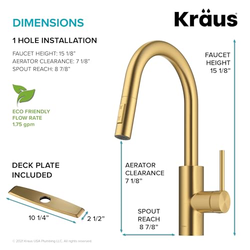 Spot Free Brushed Brass Pull Down Kitchen Faucet KPF