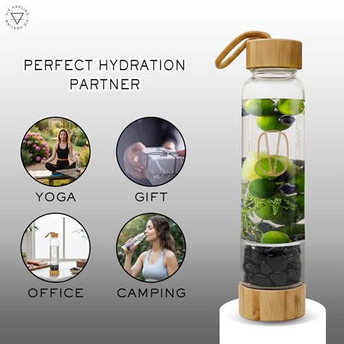 Gem Infused Obsidian Glass Water Bottle