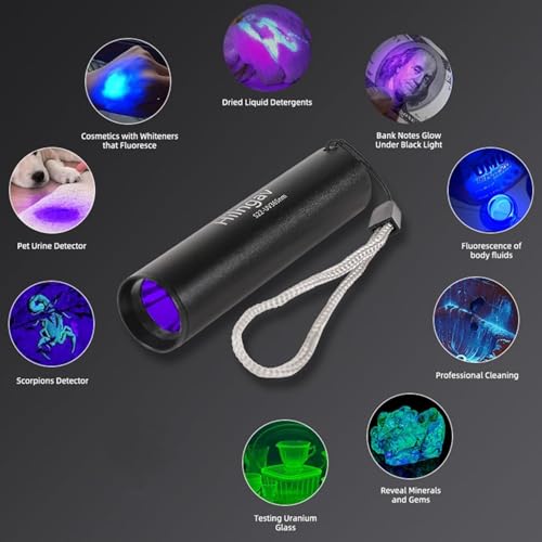 4 Pack Rechargeable Black Flashlight Small UV Black Flash Light 395 NM 365 NM Mini Blacklight Flashlights USB C Charging LED Handheld Torch for Pet Dog Urine Resin Curing Fluorescent Detection (4 Count)