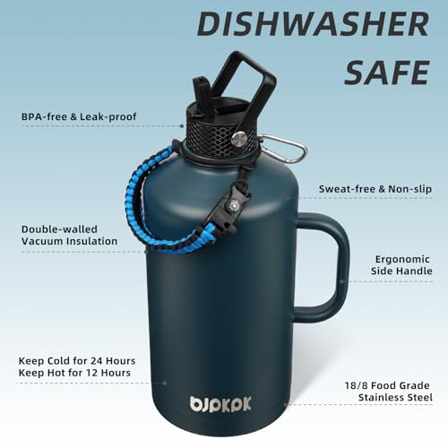 128oz Insulated Water Bottle with Straw Lid