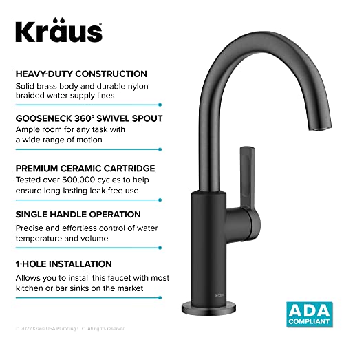 Oletto Single Handle Kitchen Bar Faucet in Matte Black
