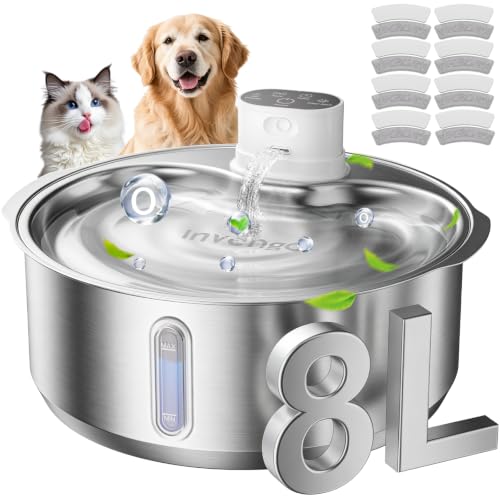 8L 270oz Cordless Stainless Steel Dog Water Fountain