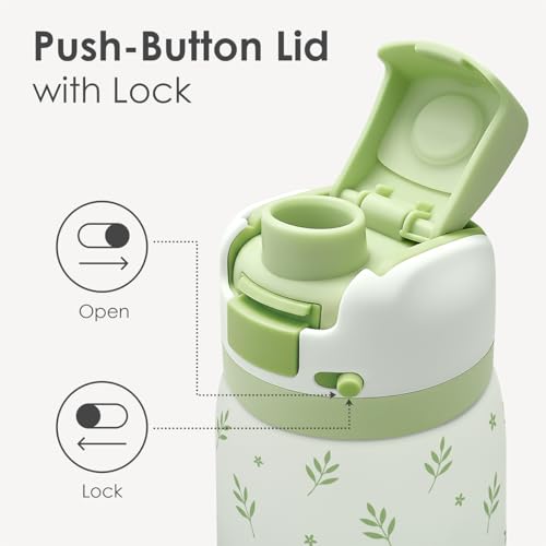 Botanical Insulated Stainless Steel Water Bottle with Straw for Sports and Travel